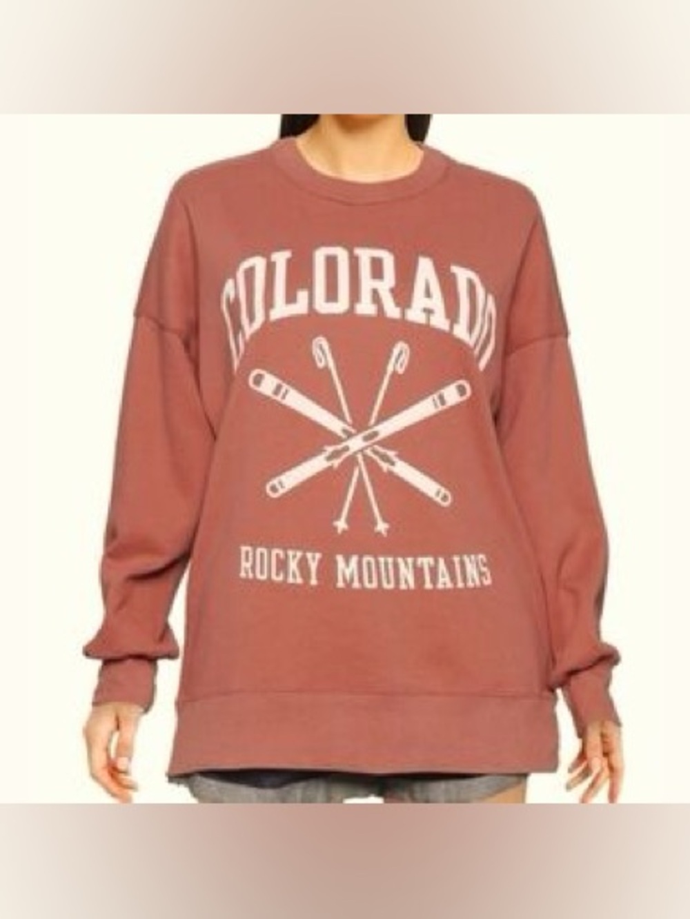 Abercrombie & Fitch | Oversized Colorado Rocky Mountains Crewneck - Dusty Rose